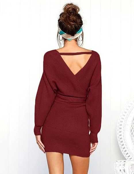 Rochie tricotata cu decoleteu V, Primavara-Toamna, REDUSA de la 300RON