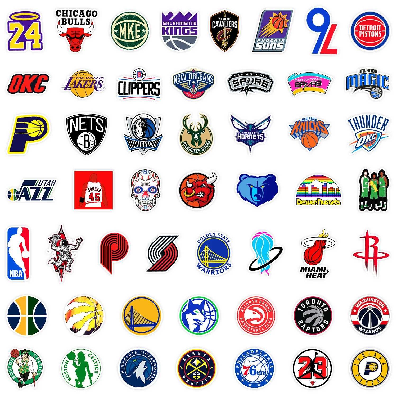 Водоустойчиви стикери 50х бр- NBA/Basketball/Lakers/Bulls/Spurs/Heat