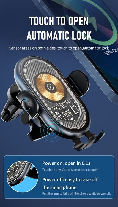 Azeada PD-CH18 Авто Держатель 15W Transparent for iPhone Samsung OPPO