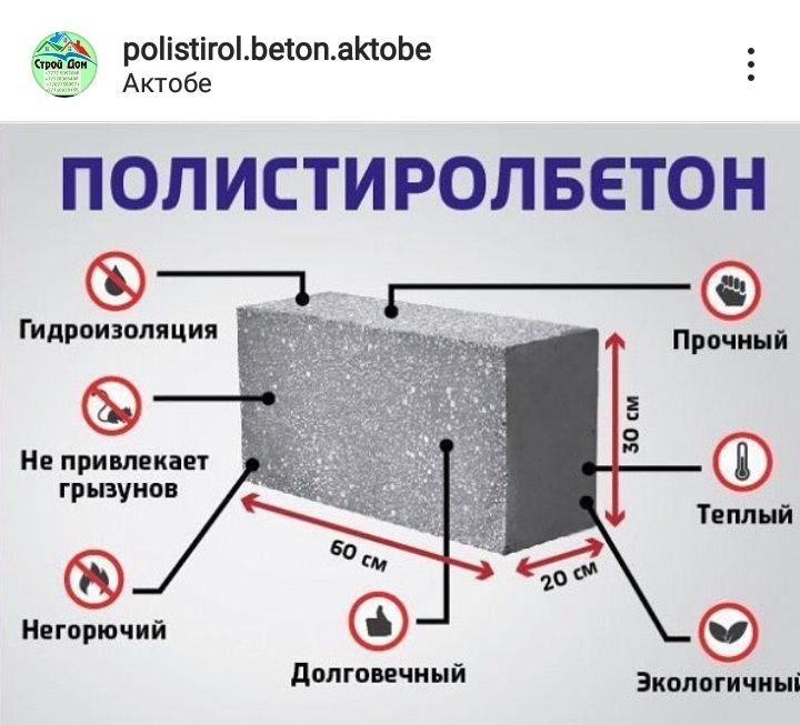 Полистиролбетон  Полистиролблок  Актобе Строй Дом