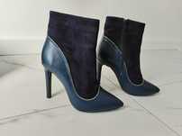 Botine din piele naturala bleumarin Garkony Studio