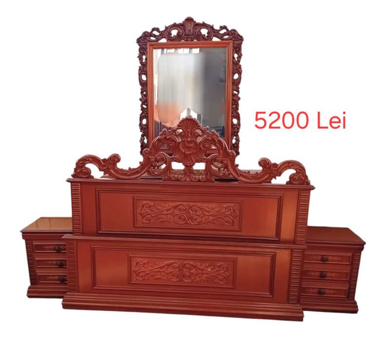 Dormitor Baroc din Lemn Masiv Sculptat Manual
