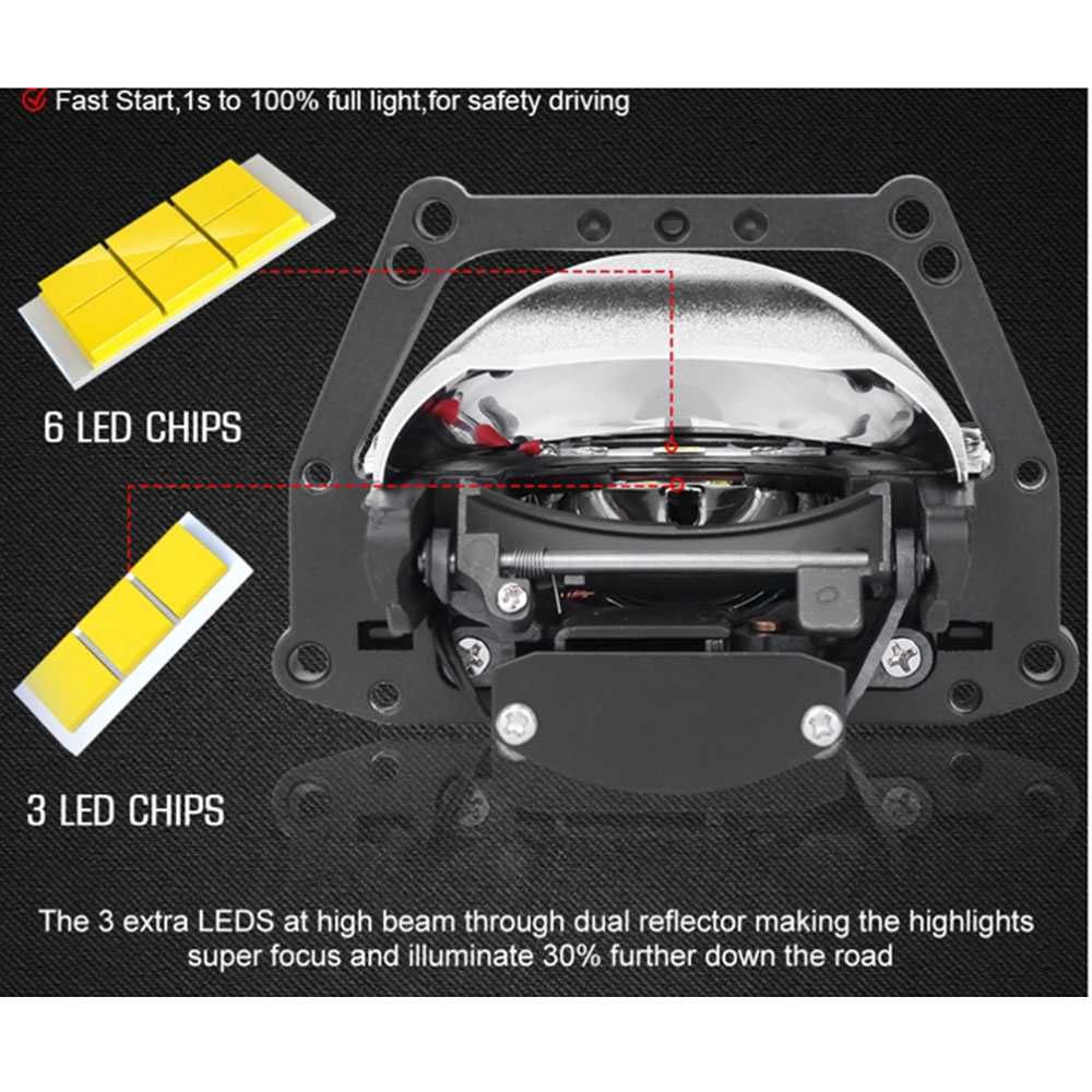 Bi LED Лупи за фар XT-4, 55W, 12V, 30000Lum, 2 броя