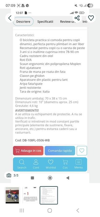 Bicicleta copii Dino bikes 10 inch