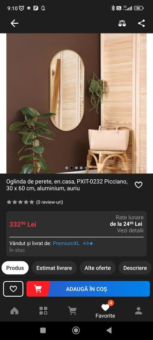 Oglindă aurie . Decorațiuni