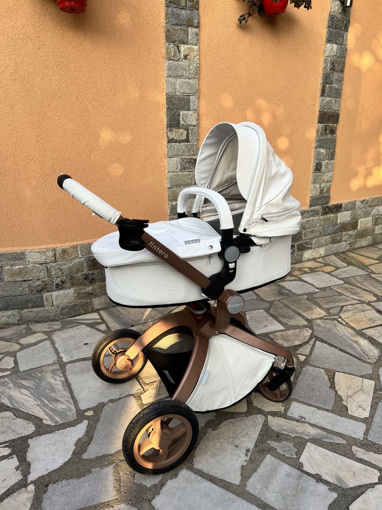Детска количка Fintera 2в1 еко кожа бяла