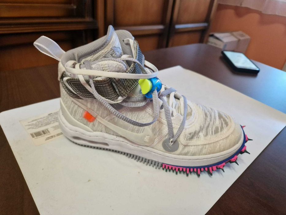 Nike Air Force 1 mid off white clear white marimea 38/5