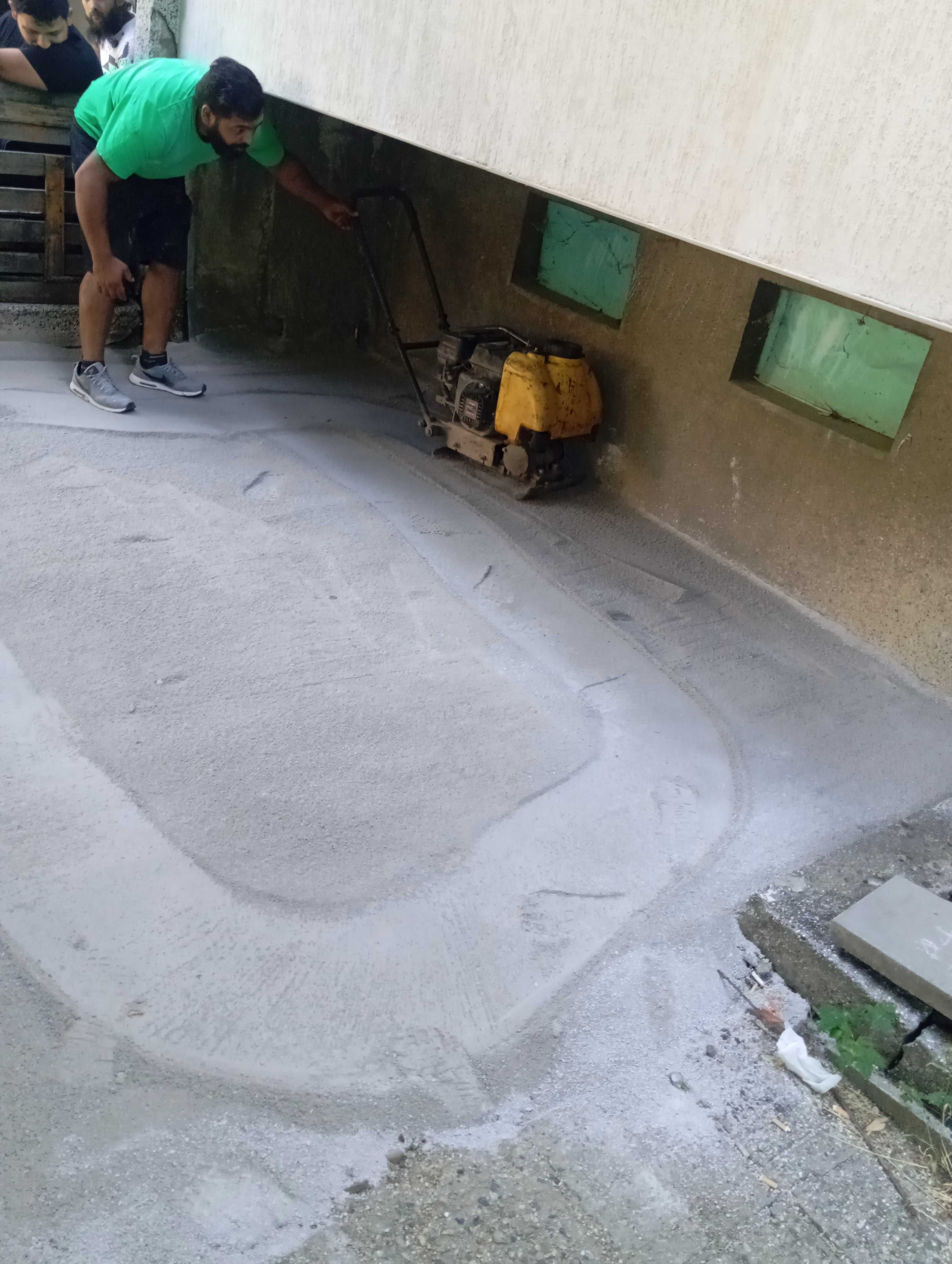 Полагане на паваж, полагане на асфалт, полагане на бордюри