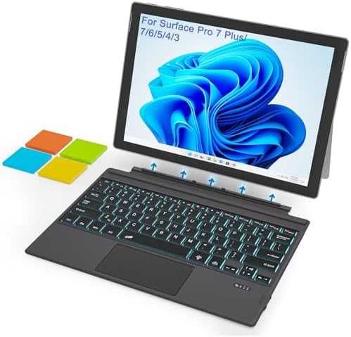 Нова Surface Pro клавиатура с 7 цвята, тъчпад и USB-C зареждане, калъф