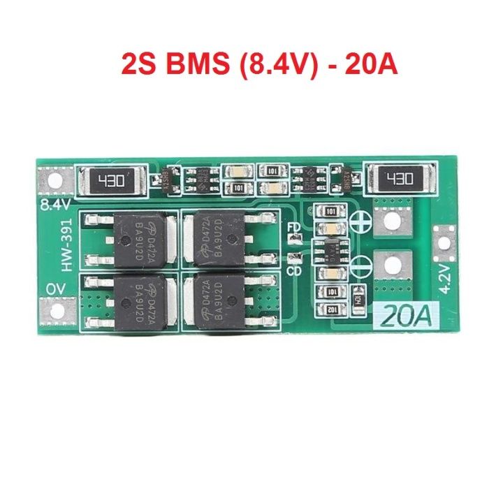 2S BMS 8.4V 20A, защитна платка с балансно зареждане, PCB BMS board