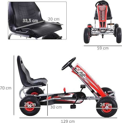 Kart cu pedale, Kinderauto F8-3, roti Gonflabile 6 inch RED