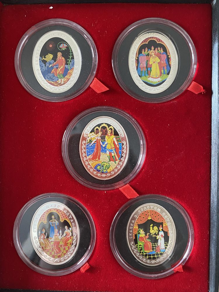 Коллекционный набор серебряных монет Сказки Пушкина