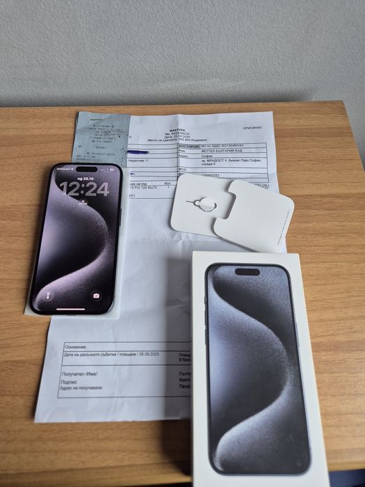 Като Нов Apple Iphone 15 Pro Фактура 100% Батерия
