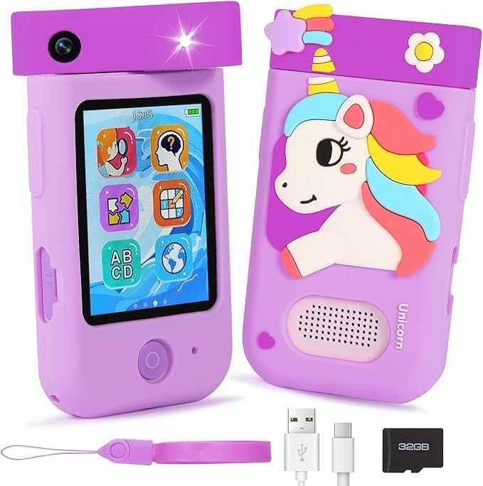 Нов Дeтски фотоапарат 1080P 180° обектив тъчскрийн 32GB карта за деца