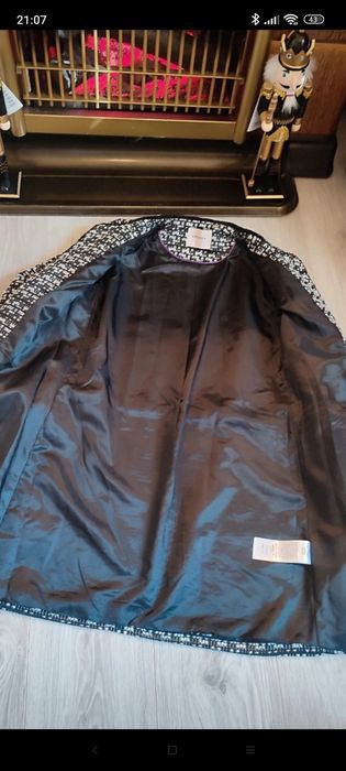 Paltonaș elegant Orsay, negru cu alb, stil Chanel, amestec de lână