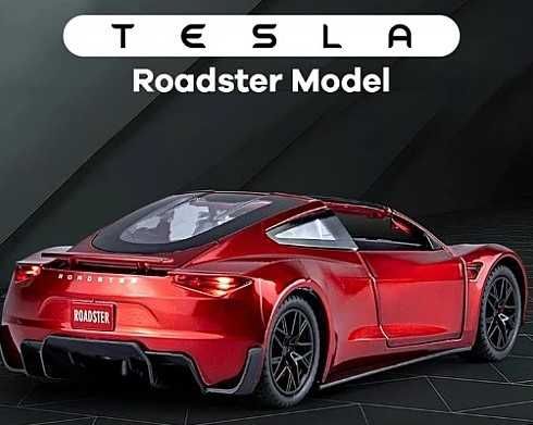 Метална кола макет на Tesla с отварящи врати, светлини и звук