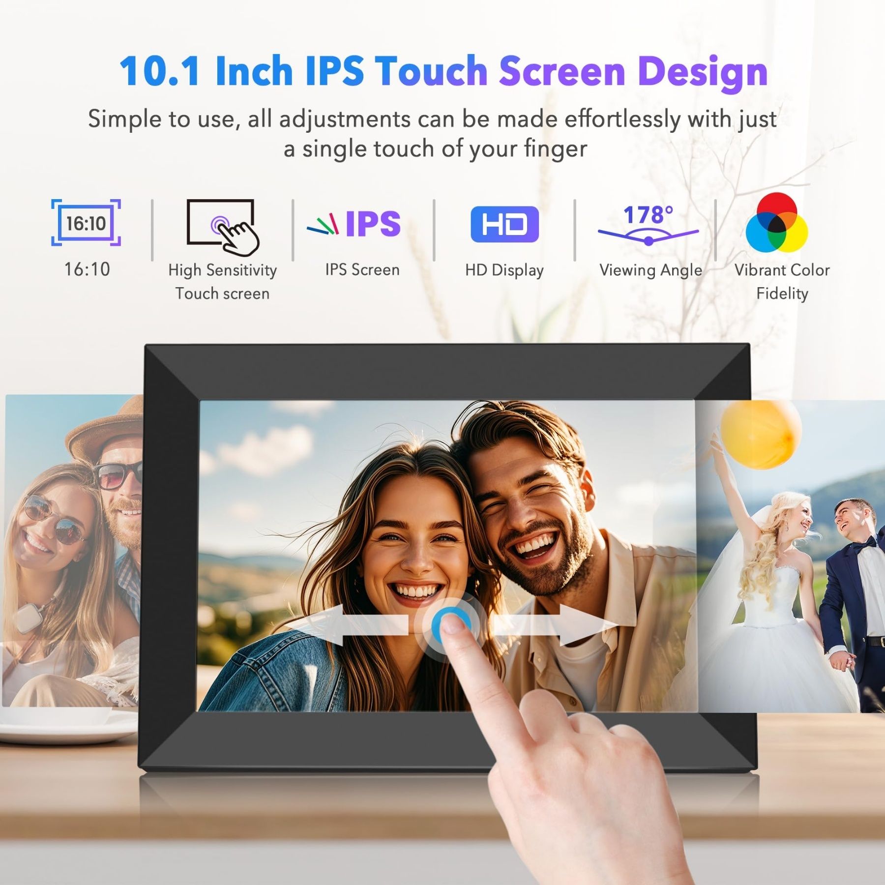 Smart Цифрова фоторамка WiFi 10,1-инчова 1280x800 IPSHD сензорен екран