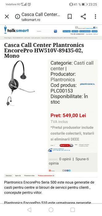 Casca Call Center Plantronics EncorePro