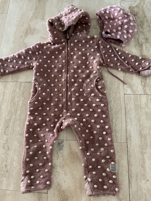 Combinezon si caciula fetite lana merino Pure Pure