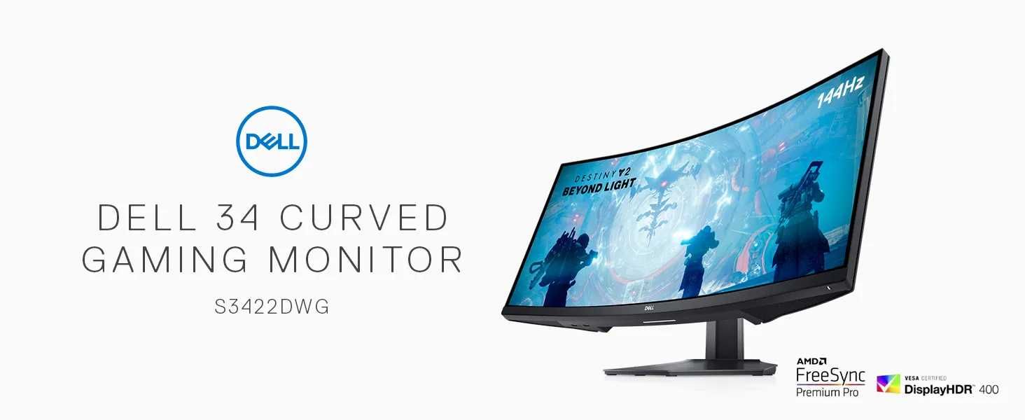 Изогнутый игровой монитор DELL S3422DWG 34 Inch Curved 144Hz 3440x1440