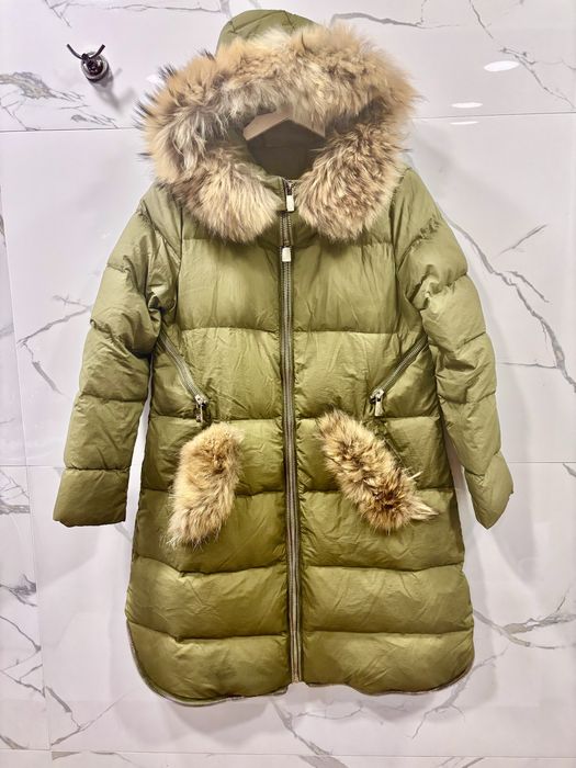 Яке, цвят маслинено зелен встествен пух