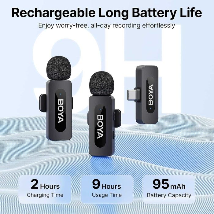 BOYA BY V20 2бр Безжични Микрофони USB C Шумопотискане