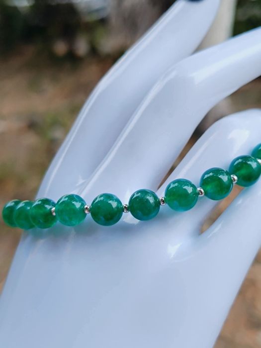 Bratara din argint de 925 si pietre semipretioase, de jad verde