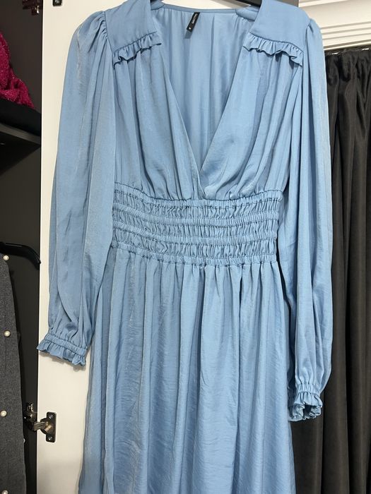 Синя рокля с ластична талия CALLIOPE