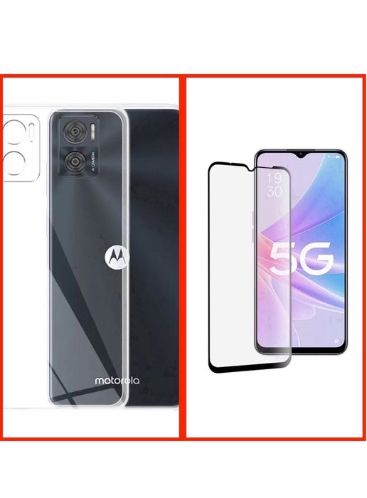 Motorola E22/G14/G54/G72/G84/G34 Husa Crystal Clear si Folie Sticla