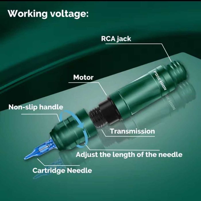 Kit de tatuat profesional POSEIDON, complet cu tus, ace si geanta