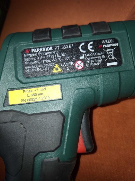 Termometru laser digital infrarosu, PTI 380 B1 Parkside
