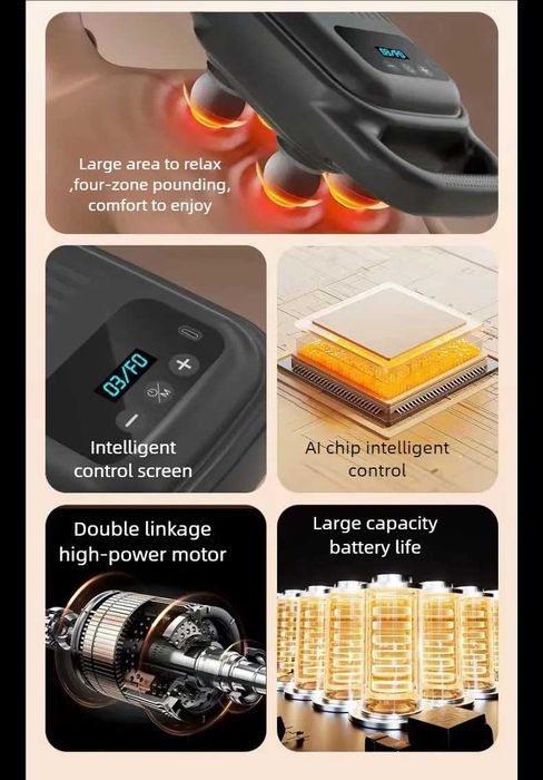 Уред за масаж с 4 вибриращи глави