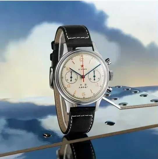 Ceas 1963 pilot 42 mm impermeabil retro cuarț cronograf vintage
