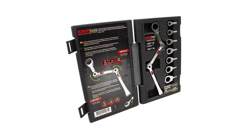 Set chei inelare cu clichet articulat cu cap interschimbabil 9 piese e