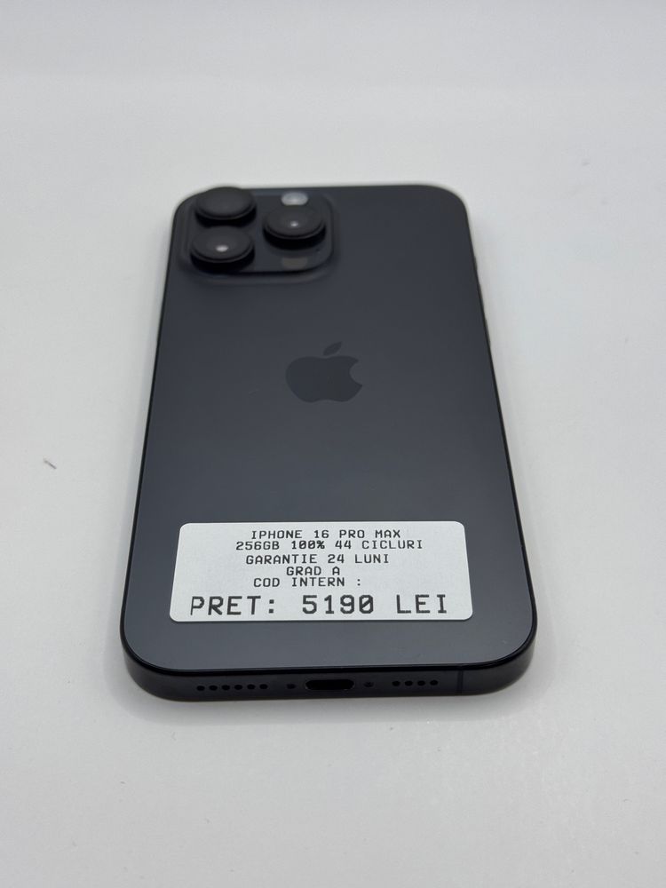 Iphone 16 Pro Max 256GB 100% 40 cicluri Garantie 24 luni - zonemag.ro