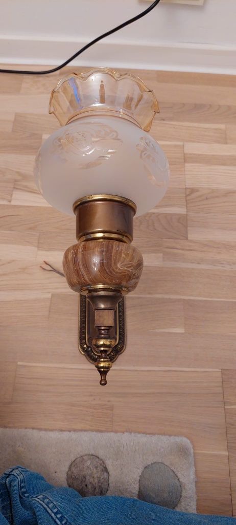 Lampa veioza aplica vintage colectie alama alabastru Germania 1960