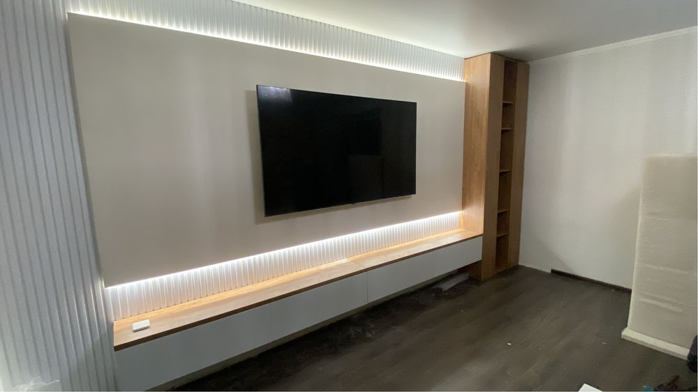 Установка тв зон ,  монтаж декоративных панелей, декор панель, тв зона