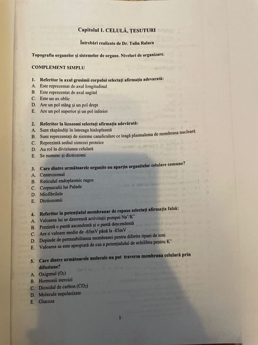 Carti de teste admitere medicina materia Biologie