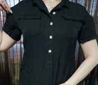 Рубашка блузка черная удлиненная