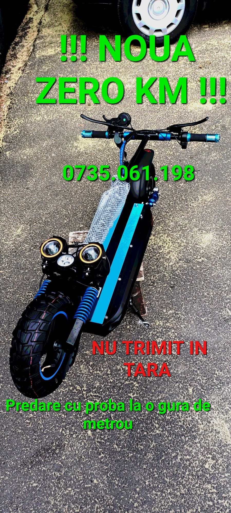 Trotineta electrica profesionala scuter fara permis moped NOU albastra