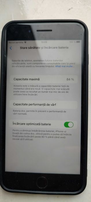 iphone 8 plus 256 gb cu incarcator original, cutie, husa, bateria 84%