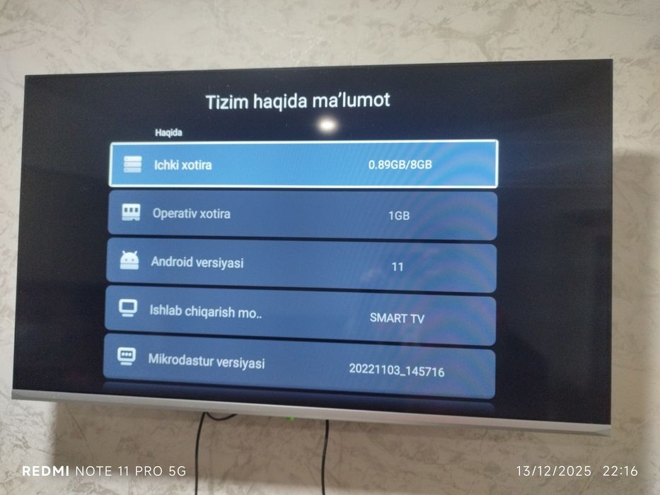 Televizor Samsung olinganiga 3 yil bo'ldi 4K 45talik