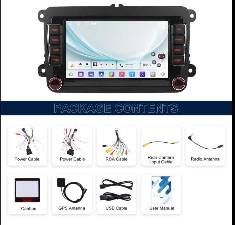 Navigatie Android 15 Camera VW, Skoda, Seat 7" | 2GB RAM + 64GB ROM