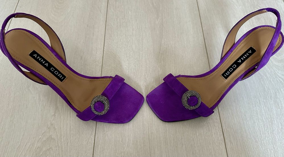 Sandale de Damă din piele naturală întoarsă, măr 36, Anna Cori, Violet