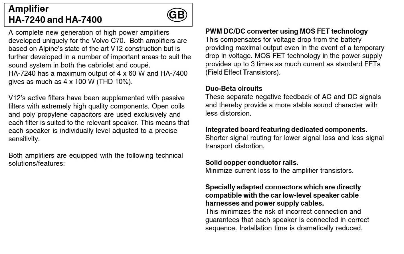 OEM усилвател за VOLVO C70 (HA-7400 / 3533 798-9)