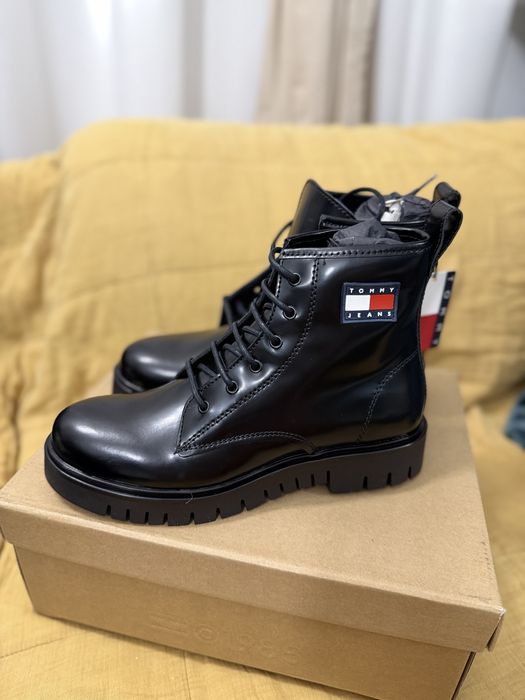 Tommy Jeans Lace-Up ghete dama din piele neagra marimea 38 noi