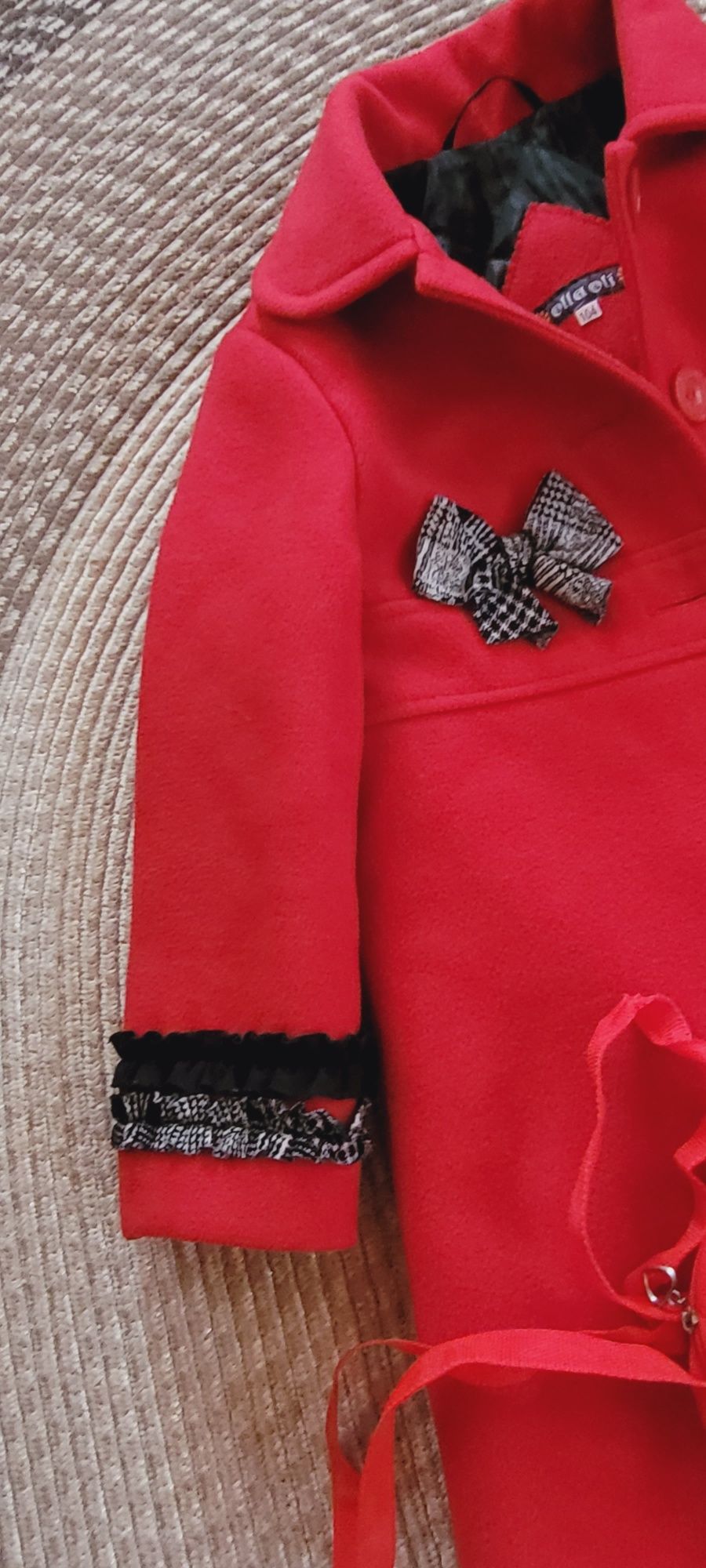 Paltonas fetite, model deosebit, roșu+ gentuța cadou