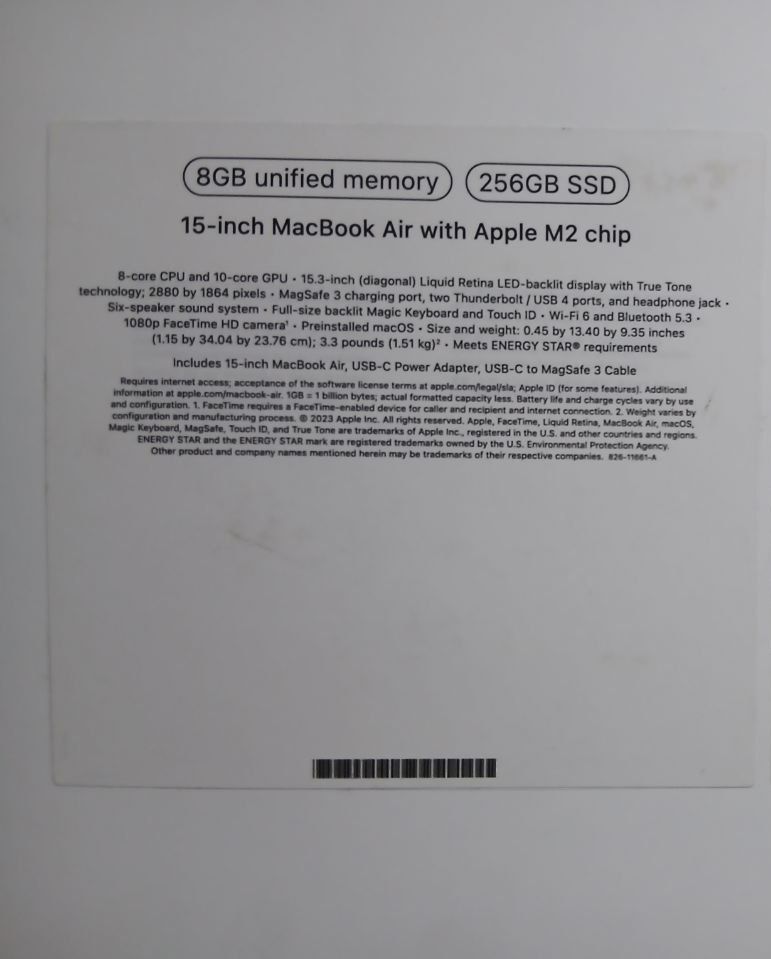 15-inch Mac book Air M2