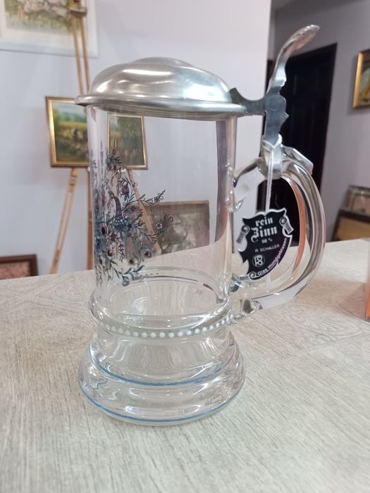 немска бирена халба (Seidel) с капак от калай