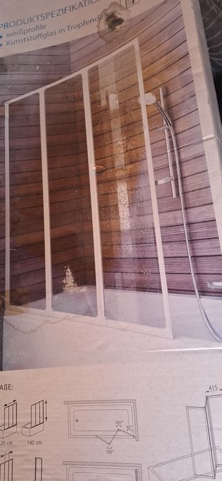 Сгъваема преграда за вана, 3-частна, 140 см – бели профили,